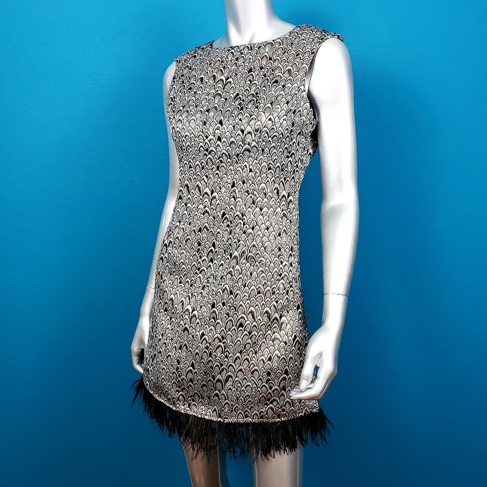 🆕️ 🌠 AX PARIS Feather & Metallic Mini Dress // (NWT)
